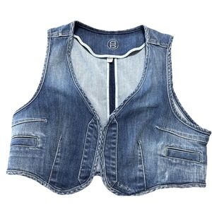 Womens Denim Cropped Vest Vintage 80s-90s Size L Adorable